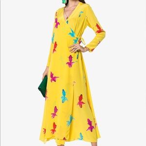 We Are Leone Yellow Koi Fish Wrap Dress XS